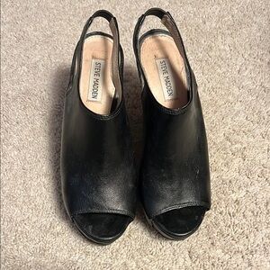 Steve Madden Black Chunky Heel Slingback Heels